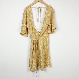 Whimsy + Row Yellow Floral Wrap Mini Dress‎ Size Small